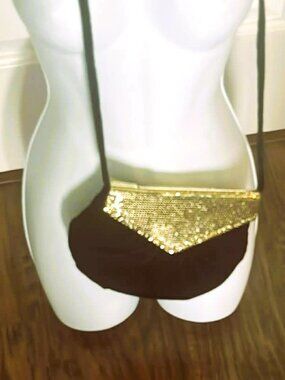 Vintage GoldCo China Black Velvet Handbag with Magnetic Closure